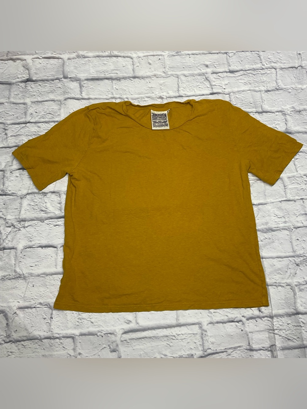 Jungmaven Mens Hemp Organic Cotton short Sleeve Shirt Mustard Yellow L USA